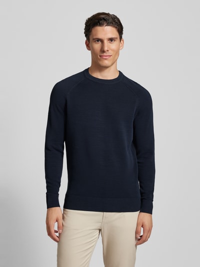 Marc O'Polo Regular Fit Strickpullover mit Ripp-Optik Marine 4