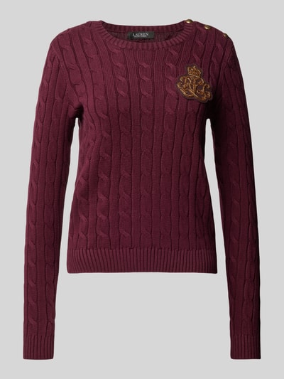 Lauren Ralph Lauren Gebreide pullover met ribboorden, model 'MONTIVA' Bordeaux - 2