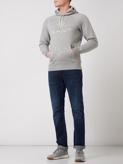 Gant Hoodie met geborduurd logo  Lichtgrijs gemêleerd - 1