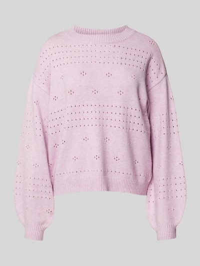 Vila Gebreide pullover met broderie anglaise, model 'RIL' Roze - 2