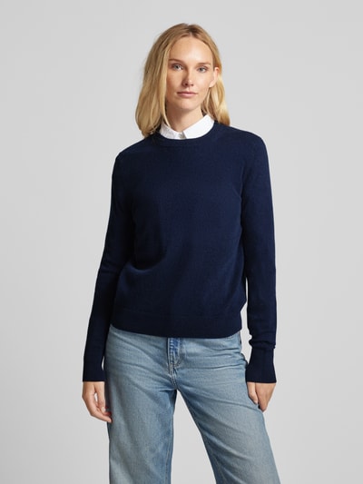 Jake*s Casual Strickpullover mit gerippten Abschlüssen Dunkelblau 4