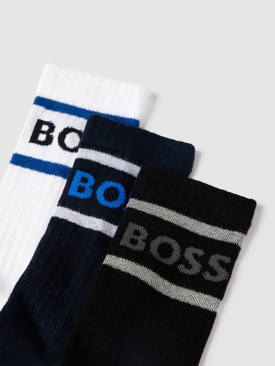 BOSS Sokken met labeldetail in een set van 3 paar, model 'Rib Stripe' Donkerblauw - 2