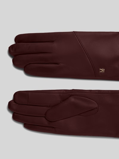 Tommy Hilfiger Handschuhe aus echtem Ziegenleder Bordeaux 3