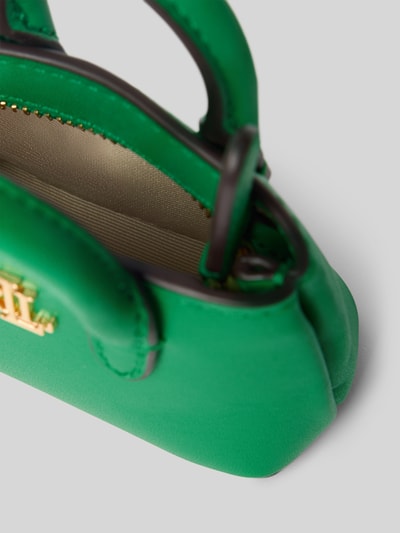 Produktfoto, Anhänger aus Leder mit Label-Applikation van Lauren Ralph Lauren, dameshanger van echt leer, labelapplicatie, groene kleur, gladde textuur