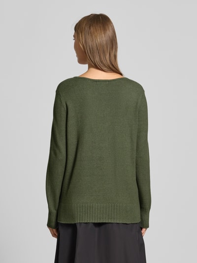 Christian Berg Woman Bluzka z długim rękawem o kroju regular fit z imitacji dzianiny z mieszanki wiskozy Oliwkowy melanż 5
