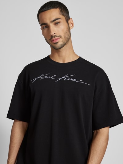 KARL KANI T-shirt met labelstitching Zwart - 3