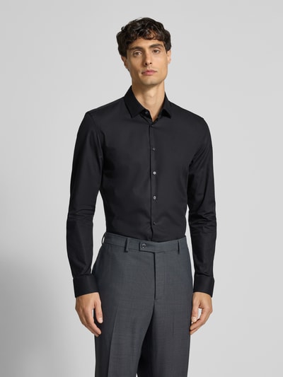 Jake*s Super Slim Fit Businesshemd aus Popeline Black 4