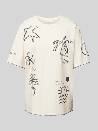 Jake*s Casual T-Shirt mit Allover-Muster Offwhite 2