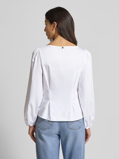 Rich & Royal Taillierte Bluse mit Rundhalsausschnitt Weiss 5