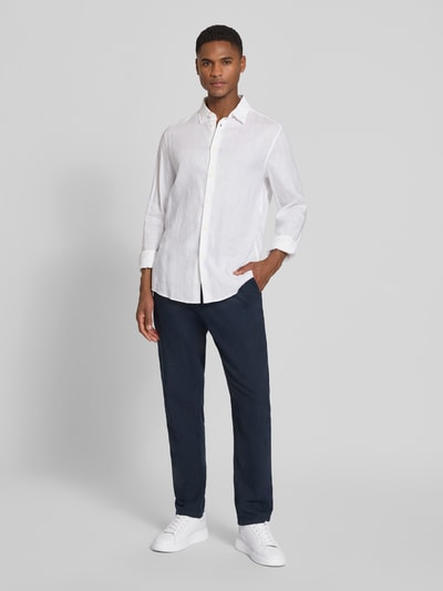 DRYKORN Slim Fit Freizeithemd aus Leinen-Baumwoll-Mix Modell 'RAMIS' Weiss 1