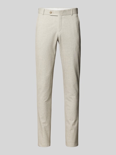 Produktfoto, Hose mit französischen Eingrifftaschen von ATELIER TORINO aus beigefarbenem Material-Mix, Tapered Fit, schmale Form, feine Struktur.
