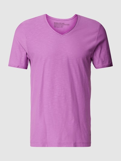 MCNEAL T-shirt o kroju regular fit z bawełny z dekoltem w serek Fuksjowy 2