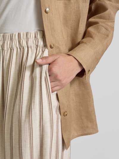 Apricot Broek van een mix van viscose en linnen met steekzakken Taupe - 3