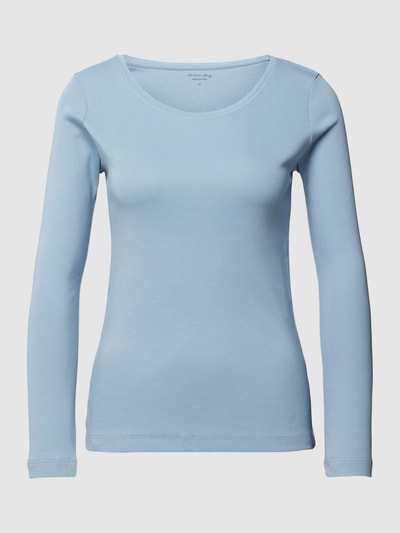 Christian Berg Woman Longsleeve mit geripptem Rundhalsausschnitt Rauchblau 2