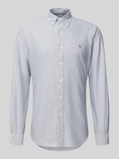 Produktfoto, Freizeithemd mit Knopfleiste von Polo Ralph Lauren in Hellblau, Reine Baumwolle, Regular-Fit, Button-Down-Kragen, Label-Stitching, Rückenlänge 81 cm, Schulterbreite 45 cm, Ärmellänge 66 cm.