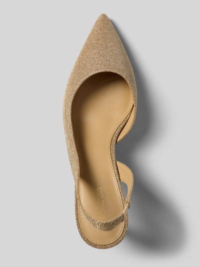 Produktfoto, Pumps mit offener Ferse Modell 'ALINA' von MICHAEL Michael Kors mit Effektgarn, spitz zulaufend, glänzende Textur, Draufsicht