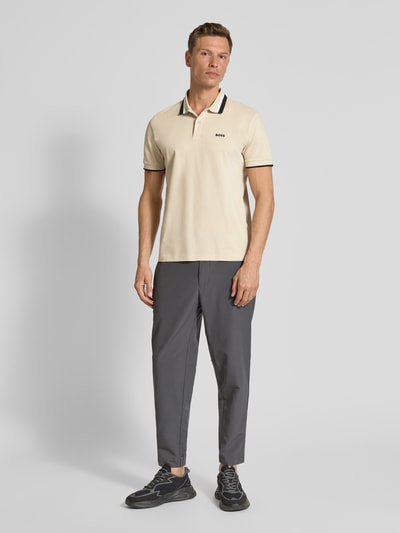 BOSS Green Regular fit poloshirt met labelprint, model 'Paddy' Beige - 1