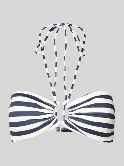 Produktfoto, Bikini-Oberteil mit Neckholder von Michael Kors, elastyczna mieszanka materiałów, styl bandażowy, marszczenia, wiązanie na szyi, przód w paski, kontekst: damska góra od bikini