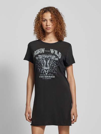 Only T-shirtjurk met motiefprint, model 'LUCY LIFE' Zwart - 4