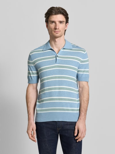 FTC-Cashmere Poloshirt aus Baumwoll-Lyocell-Mix mit Kaschmir-Anteil mit gerippten Abschlüssen Hellblau 4