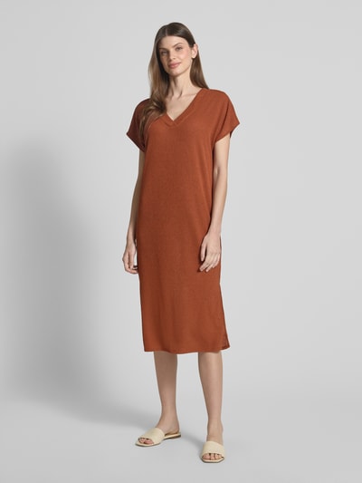 Soyaconcept Midi-jurk met V-hals, model 'Delia' Roestrood - 4