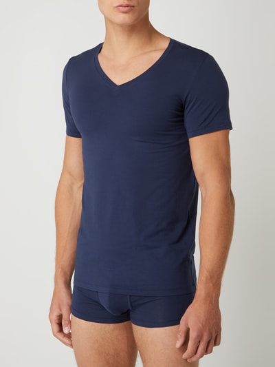 Hanro T-shirt met V-hals Donkerblauw - 3