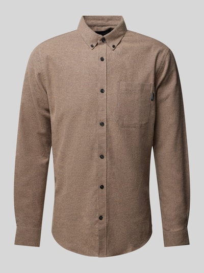 Lindbergh Freizeithemd mit Button-Down-Kragen Hellbraun 2