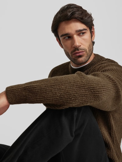 JAKE*S STUDIO MEN Strickpullover mit Rundhalsausschnitt Oliv 3