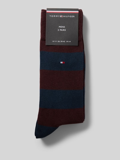 Produktfoto, Socken aus Baumwoll-Mix im 2er-Pack von Tommy Hilfiger, granatowo-niebieskie pasy, gładka tekstura, skarpetki męskie