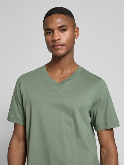 Schiesser T-shirt met V-hals Olijfgroen - 3