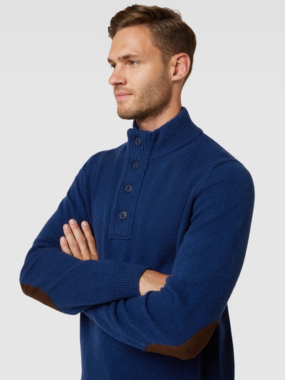 Barbour Strickpullover mit Stehkragen Jeansblau Melange 3