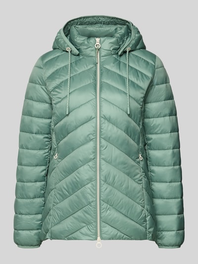 Produktfoto, Regular Fit Steppjacke mit abnehmbarer Kapuze von s.Oliver RED LABEL in Uni-Optik, mintgrün, Reißverschluss, Reißverschlusstaschen, lange Ärmel, elastischer Abschluss, glatte Steppstruktur