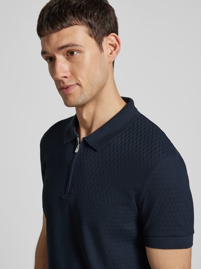 JOOP! Collection Regular Fit Poloshirt mit Strukturmuster Modell 'Brody' Marine 3