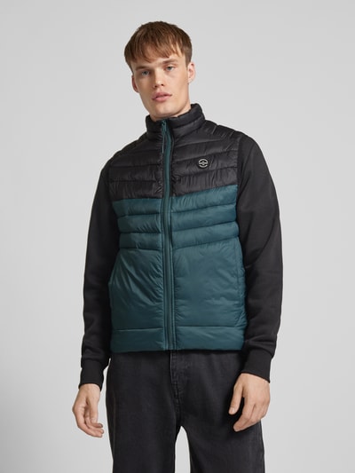 Jack & Jones Kamizelka pikowana z naszywką z logo model ‘ESPRINT’ Petrol 4