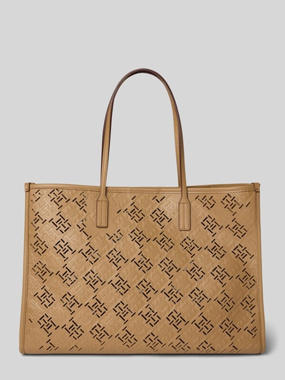 Tommy Hilfiger Torba tote z wytłoczonym wzorem z monogramem Camel 4