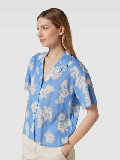 Jake*s Casual Korte overhemdblouse met bloemenmotief Bleu - 3