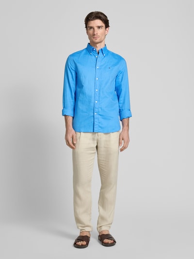 Tommy Hilfiger Regular Fit Freizeithemd aus Baumwoll-Leinen-Mix Royal 1