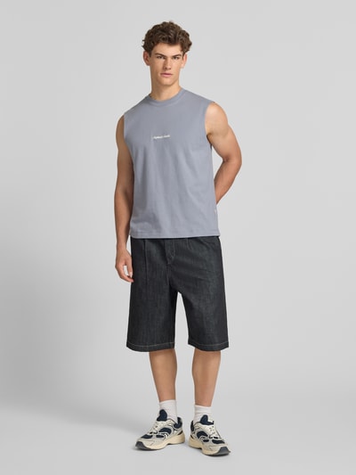 JACK & JONES T-shirt met stitching Rookblauw - 1