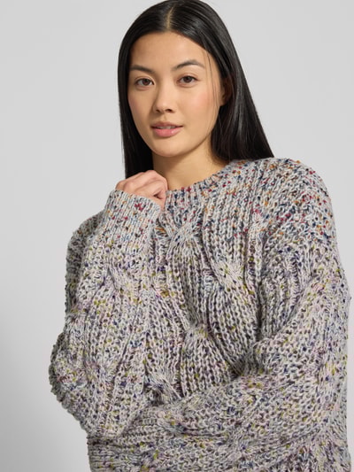 YAS Gebreide pullover met ronde hals, model 'Confetti' Lichtgrijs - 3