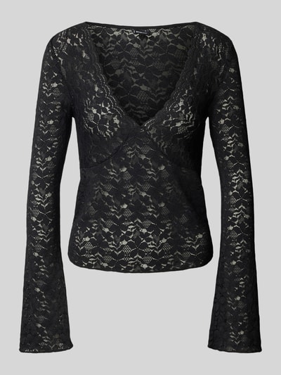 Gina Tricot Longsleeve aus Spitze mit V-Ausschnitt Black 2