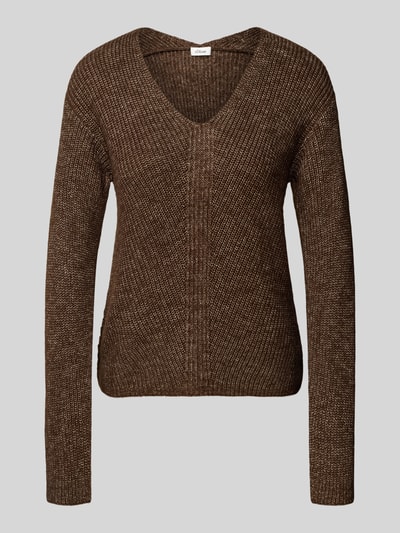 s.Oliver RED LABEL Regular fit gebreide pullover met wol Donkerbruin - 2