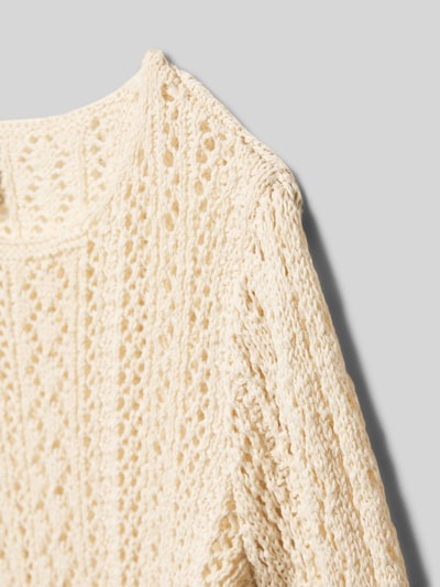 Produktfoto, Regular Fit Pullover aus Baumwoll-Mix Modell 'NOLA' von Only in Optik: Unifarben, Ajour-Strick, cremefarben, Rollsaum, Muschelsaum