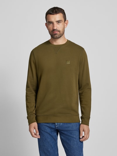 BOSS Orange Sweatshirt mit Label-Patch Modell 'Westart' Oliv 4