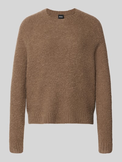 BOSS Relaxed Fit Pullover aus Woll-Mix Modell 'Febisana' Taupe 1