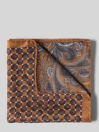 Verugia Pochet van zijde met omzoomde boorden Cognac - 1