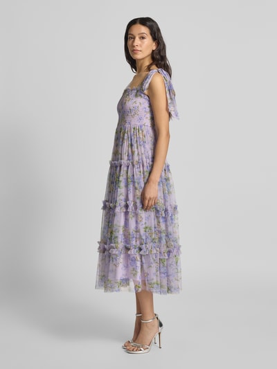 LACE & BEADS Cocktailkleid mit Karree-Ausschnitt Flieder 1