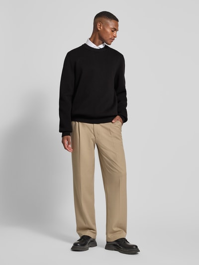 HUGO Loose fit gebreide pullover van puur katoen, model 'SAN CELLY' Zwart - 1