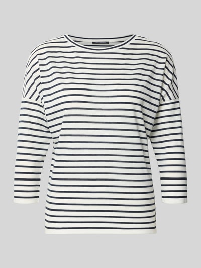Produktfoto, Longsleeve aus Lyocell-Baumwoll-Mix mit 3/4-Arm von Luisa Cerano, weiß mit schwarzen Streifen, Regular Fit, Rundhalsausschnitt