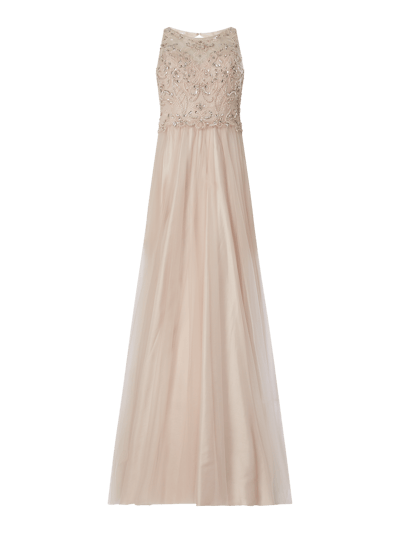 Unique Abendkleid mit Strasssteinen Sand 1