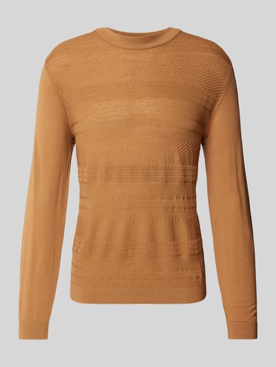 SELECTED HOMME Wollen pullover met structuurmotief, model 'TRAY' Cognac - 2